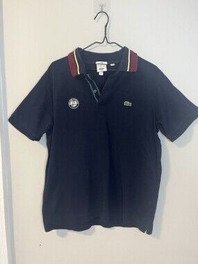 Unisex Roland Garros La Coste Polo Shirt Size Medium. Navy